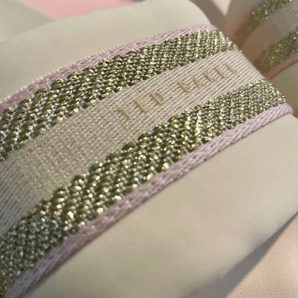 TED BAKER SLIDE SANDAL NATURAL PINK GOLD SZ 6 AESTHETIC VERSATILE SUMMER CHIC - Picture 4 of 13